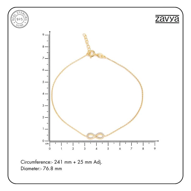 925 Silver CZ Infinity Chain Anklet Hypoallergenic (PAIR)